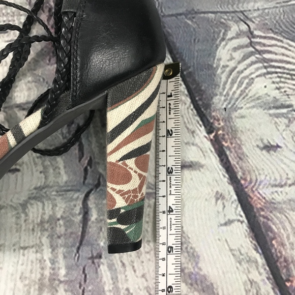 NA NA Leather Strappy Braid Heels Fabric Accent - Picture 8 of 8